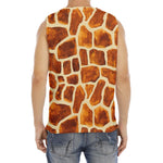 Brown Watercolor Giraffe Pattern Print Men's Fitness Tank Top