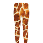 Brown Watercolor Giraffe Pattern Print Men's leggings