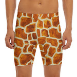 Brown Watercolor Giraffe Pattern Print Men's Long Boxer Briefs