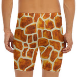 Brown Watercolor Giraffe Pattern Print Men's Long Boxer Briefs