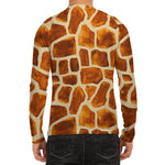 Brown Watercolor Giraffe Pattern Print Men's Long Sleeve Rash Guard