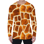 Brown Watercolor Giraffe Pattern Print Men's Long Sleeve T-Shirt