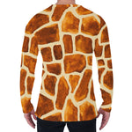 Brown Watercolor Giraffe Pattern Print Men's Long Sleeve T-Shirt