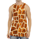 Brown Watercolor Giraffe Pattern Print Men's Muscle Tank Top