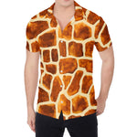 Brown Watercolor Giraffe Pattern Print Men's Shirt