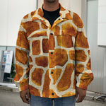 Brown Watercolor Giraffe Pattern Print Men's Shirt Jacket