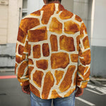 Brown Watercolor Giraffe Pattern Print Men's Shirt Jacket
