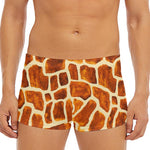 Brown Watercolor Giraffe Pattern Print Men's Short Boxer Briefs