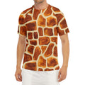 Brown Watercolor Giraffe Pattern Print Men's Short Sleeve Rash Guard
