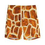 Brown Watercolor Giraffe Pattern Print Men's Sports Shorts