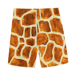 Brown Watercolor Giraffe Pattern Print Men's Sports Shorts