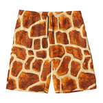 Brown Watercolor Giraffe Pattern Print Men's Swim Trunks