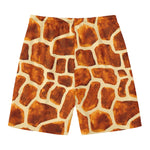 Brown Watercolor Giraffe Pattern Print Men's Swim Trunks