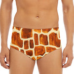 Brown Watercolor Giraffe Pattern Print Men's Triangle Swim Briefs
