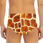 Brown Watercolor Giraffe Pattern Print Men's Triangle Swim Briefs