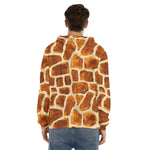 Brown Watercolor Giraffe Pattern Print Men's Velvet Pullover Hoodie