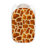Brown Watercolor Giraffe Pattern Print Mesh Laundry Hamper