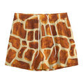 Brown Watercolor Giraffe Pattern Print Mesh Shorts