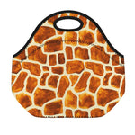Brown Watercolor Giraffe Pattern Print Neoprene Lunch Bag