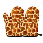 Brown Watercolor Giraffe Pattern Print Oven Mitts