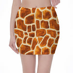 Brown Watercolor Giraffe Pattern Print Pencil Mini Skirt