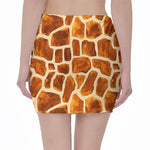 Brown Watercolor Giraffe Pattern Print Pencil Mini Skirt