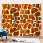 Brown Watercolor Giraffe Pattern Print Pencil Pleat Curtains