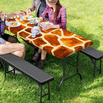Brown Watercolor Giraffe Pattern Print Picnic Table Cover