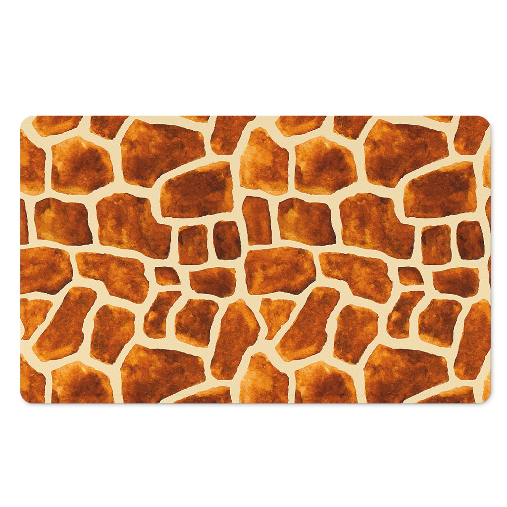 Brown Watercolor Giraffe Pattern Print Polyester Doormat