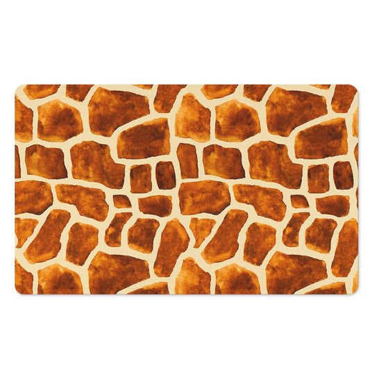 Brown Watercolor Giraffe Pattern Print Polyester Doormat