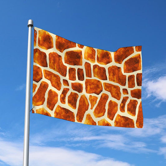 Brown Watercolor Giraffe Pattern Print Polyester Flag