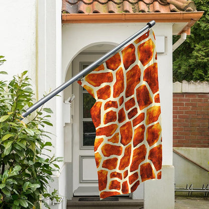 Brown Watercolor Giraffe Pattern Print Polyester Flag