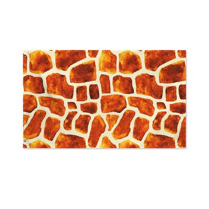 Brown Watercolor Giraffe Pattern Print Polyester Flag