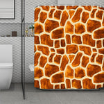Brown Watercolor Giraffe Pattern Print Polyester Shower Curtain