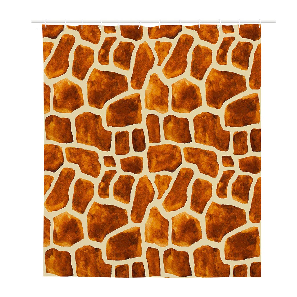 Brown Watercolor Giraffe Pattern Print Polyester Shower Curtain