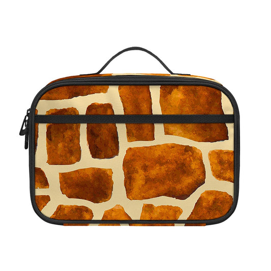 Brown Watercolor Giraffe Pattern Print Portable Lunch Bag