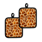 Brown Watercolor Giraffe Pattern Print Pot Holders