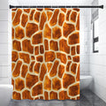 Brown Watercolor Giraffe Pattern Print Premium Shower Curtain