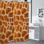 Brown Watercolor Giraffe Pattern Print Premium Shower Curtain