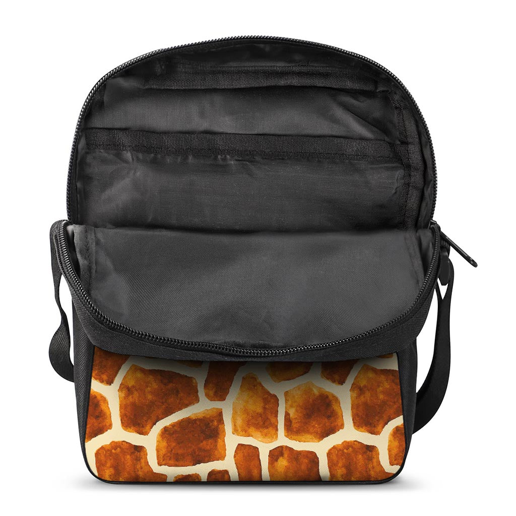Brown Watercolor Giraffe Pattern Print Rectangular Crossbody Bag
