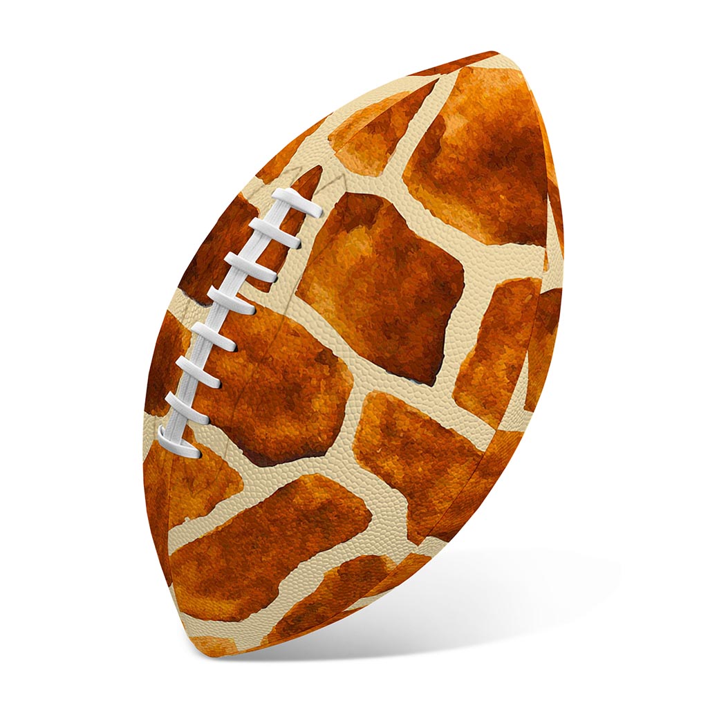 Brown Watercolor Giraffe Pattern Print Rugby Ball