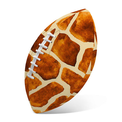Brown Watercolor Giraffe Pattern Print Rugby Ball
