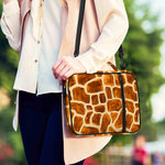Brown Watercolor Giraffe Pattern Print Shoulder Strap Bible Bag