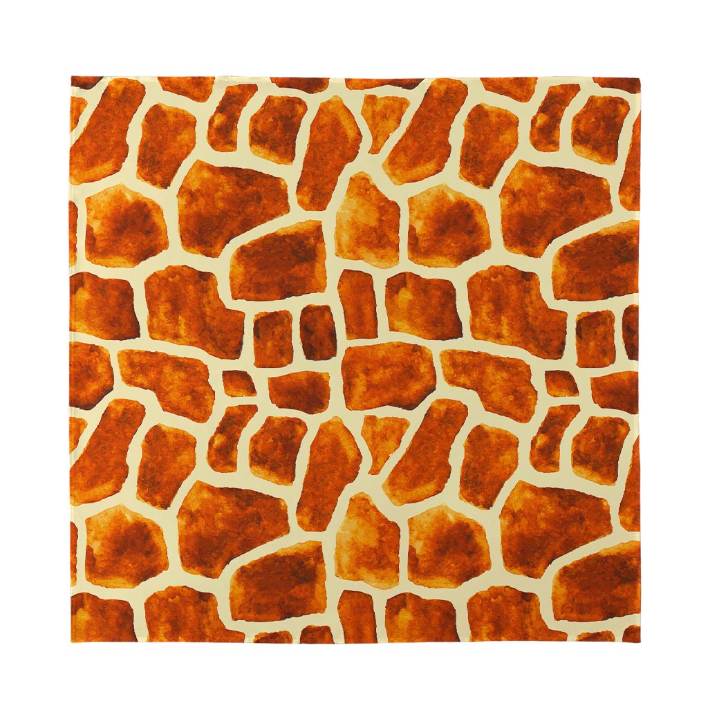 Brown Watercolor Giraffe Pattern Print Silk Bandana