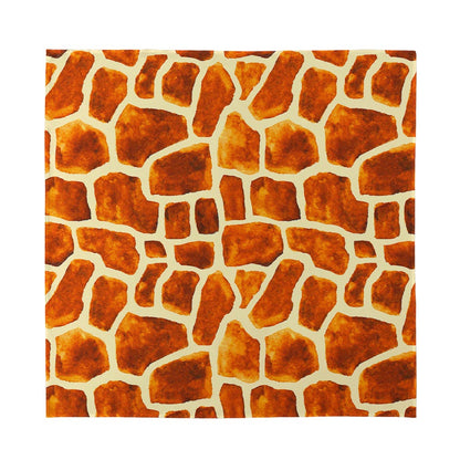 Brown Watercolor Giraffe Pattern Print Silk Bandana