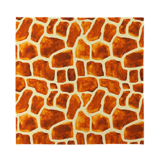 Brown Watercolor Giraffe Pattern Print Silk Bandana