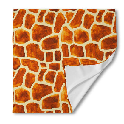Brown Watercolor Giraffe Pattern Print Silk Bandana