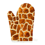Brown Watercolor Giraffe Pattern Print Single Oven Mitt