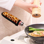 Brown Watercolor Giraffe Pattern Print Skillet Handle Cover