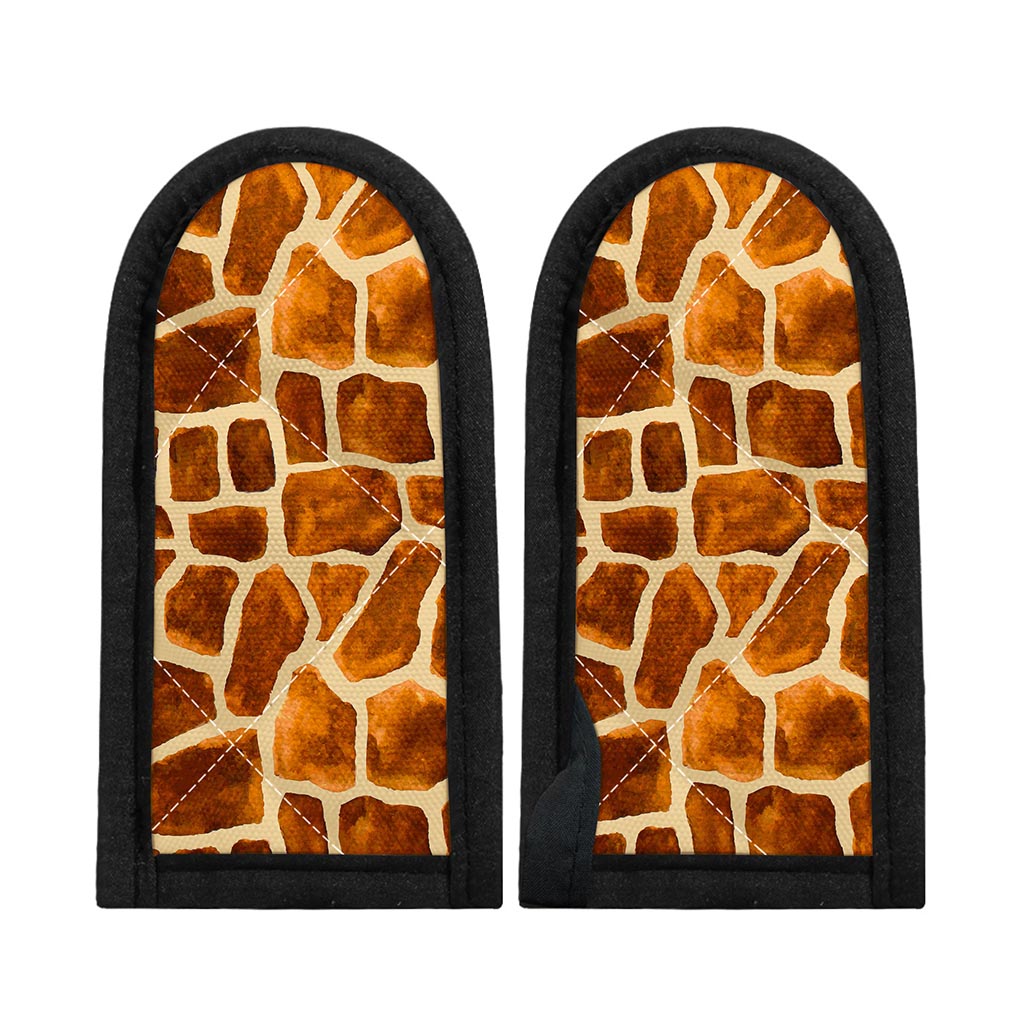 Brown Watercolor Giraffe Pattern Print Skillet Handle Cover